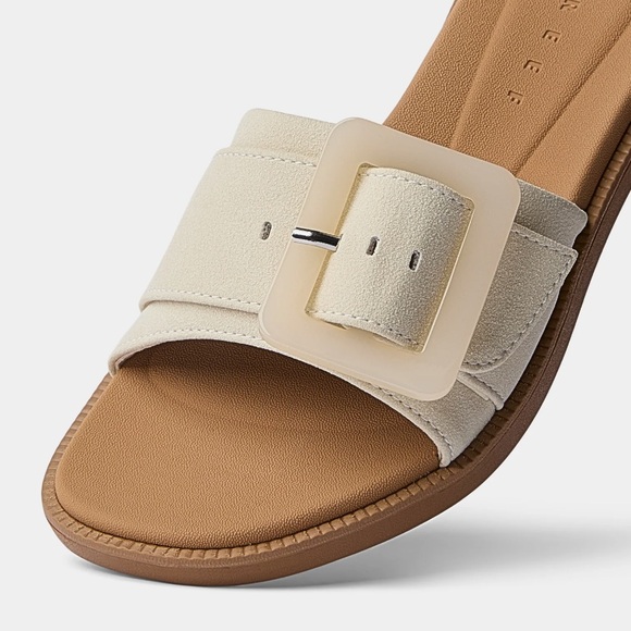 Reef Sunny Emma Women's Cream and Tan Slide Sandals - Picture 3 of 6